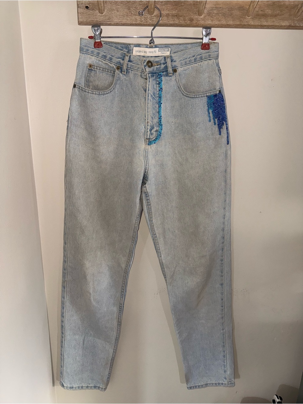 Bugle Boy Light Blue Denim Jeans with Tan Stitching